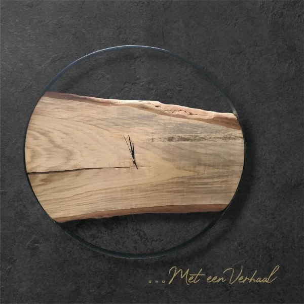 Handgemaakte Wandklok Hout & Staal no.1 - Afbeelding 2
