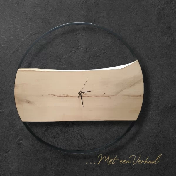 Handgemaakte Wandklok Hout & Staal no.2 - Afbeelding 2