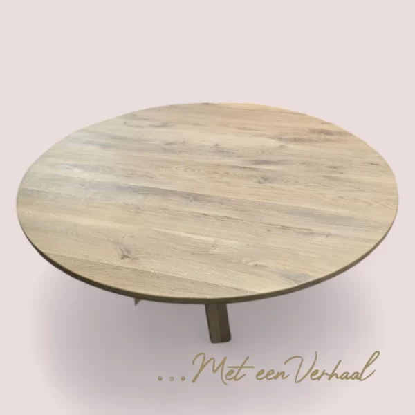 Eiken Eettafel, rond met spinnenpoot - Afbeelding 3