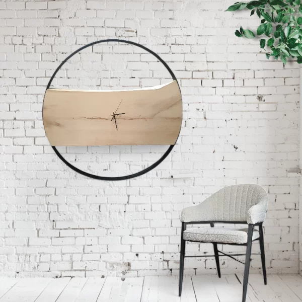 Handgemaakte Wandklok Hout & Staal no.2