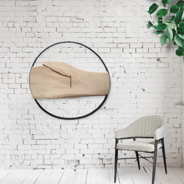 Handgemaakte Wandklok Hout & Staal no.4