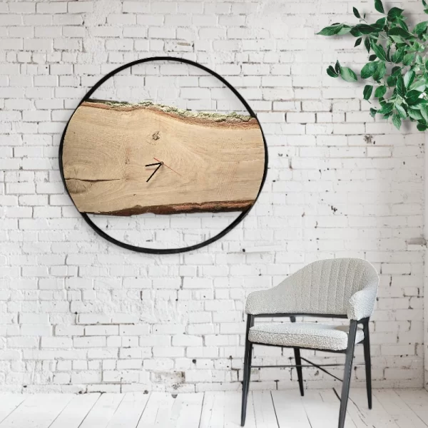 Handgemaakte Wandklok Hout & Staal no.7