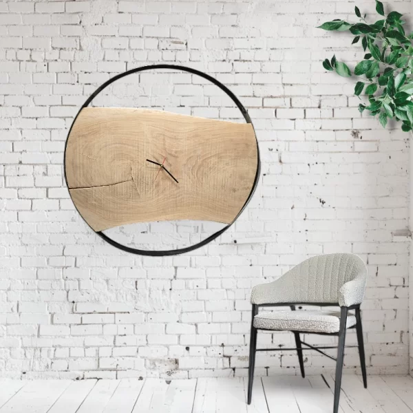 Handgemaakte Wandklok Hout & Staal no.8