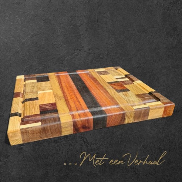 Luxe Handgemaakte Snijplank / Serveerplank - geblokte mix
