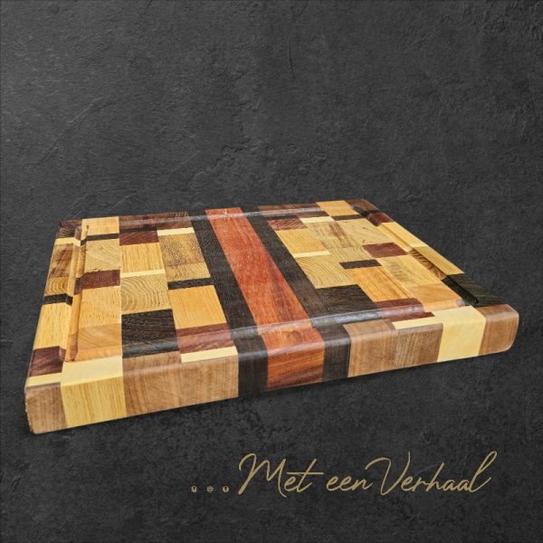 Luxe Handgemaakte Snijplank / Serveerplank - geblokte mix - Afbeelding 2
