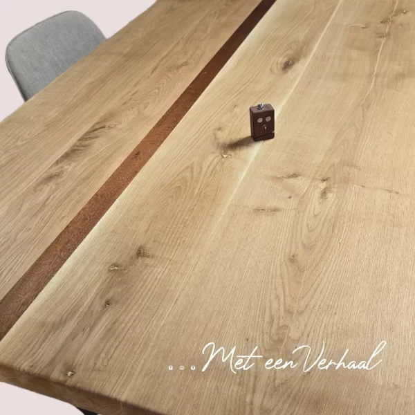 Eettafel Eikenhout - Mahonie met kruispoot - Afbeelding 2