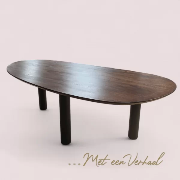 Eettafel Eikenhout, Kiezelvorm en Olifantspoot - Afbeelding 2