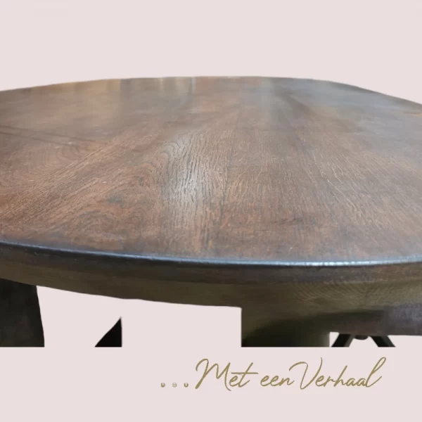 Eettafel Eikenhout, Kiezelvorm en Olifantspoot - Afbeelding 3