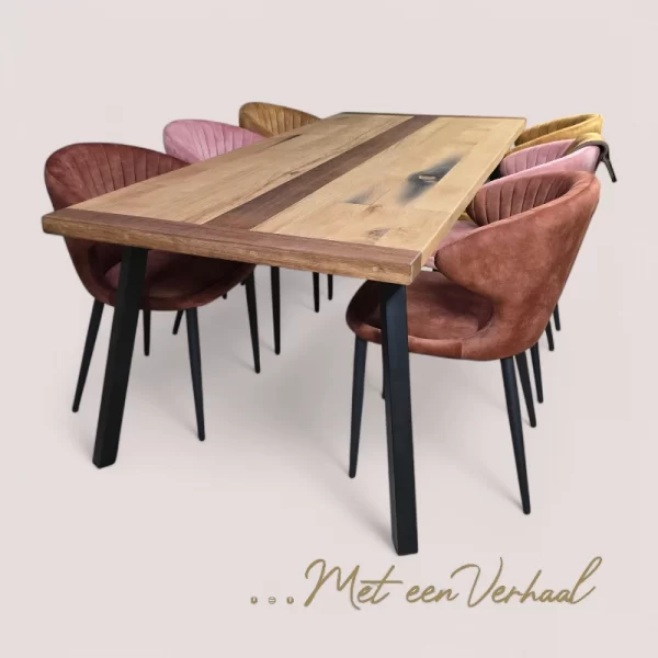 Eettafel Eikenhout met Mahonie