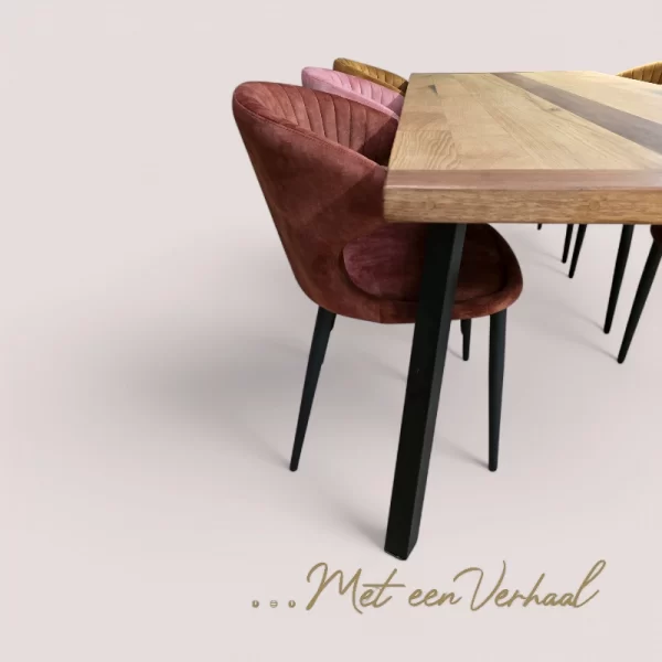 Eettafel Eikenhout met Mahonie - Afbeelding 3