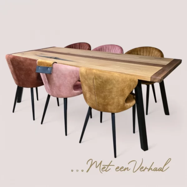 Eettafel Eikenhout met Mahonie - Afbeelding 2